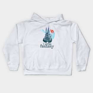 I Write Fantasy (Blue Castle) Kids Hoodie